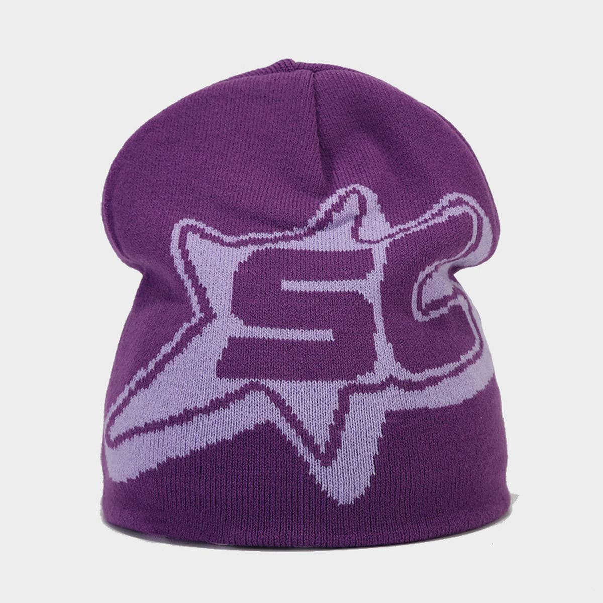 CASUAL LETTER STAR JACQUARD KNITTED HAT_CWAH1589