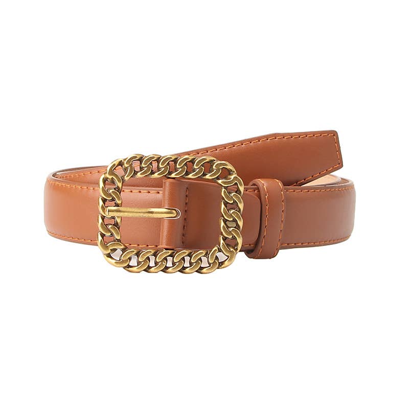 Retro chain buckle trendy women's belt