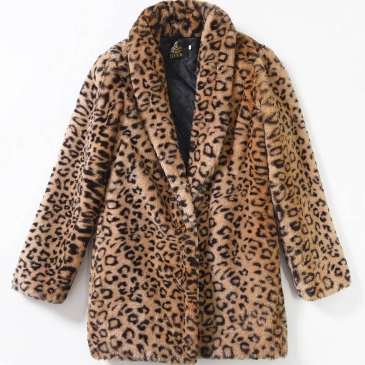 Leopard Faux Fur Coat Women Mid-Length Winter