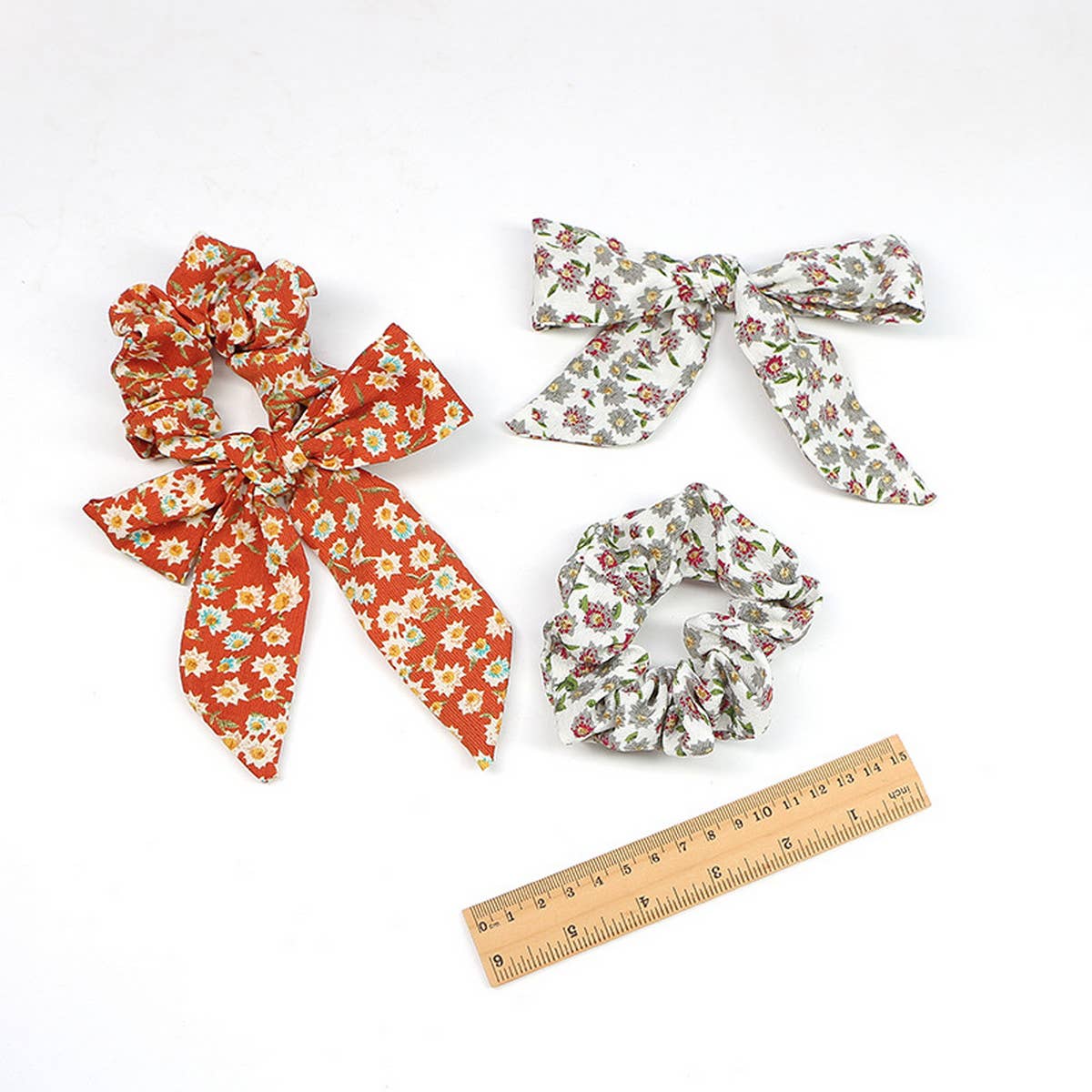 SIMPLE PRINTED RIBBON BOW HAIR TIE_CWAHA1067