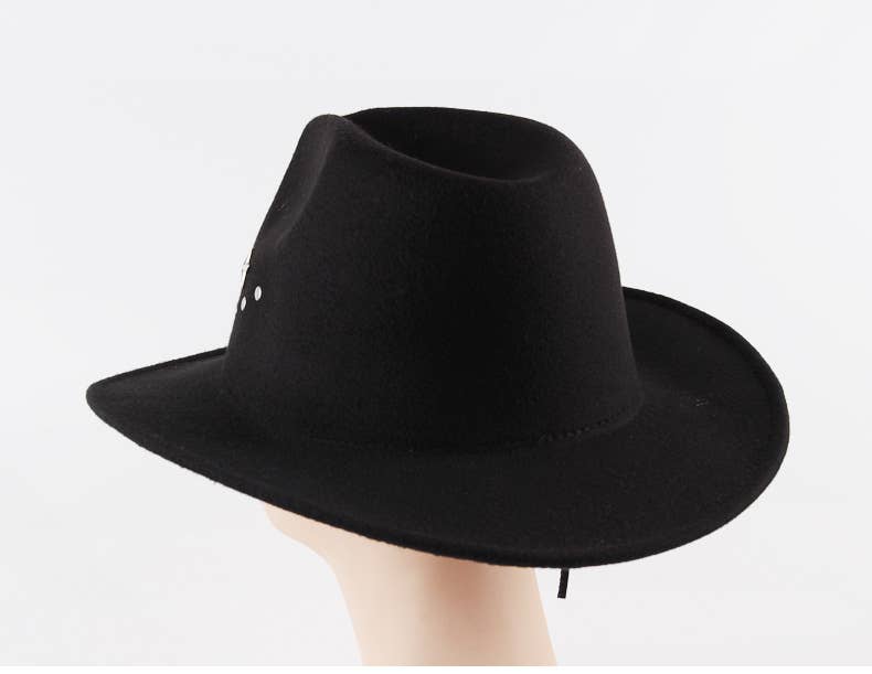 FELT JAZZ TOP HAT COWBOY HAT WITH OVERHUNG BRIM