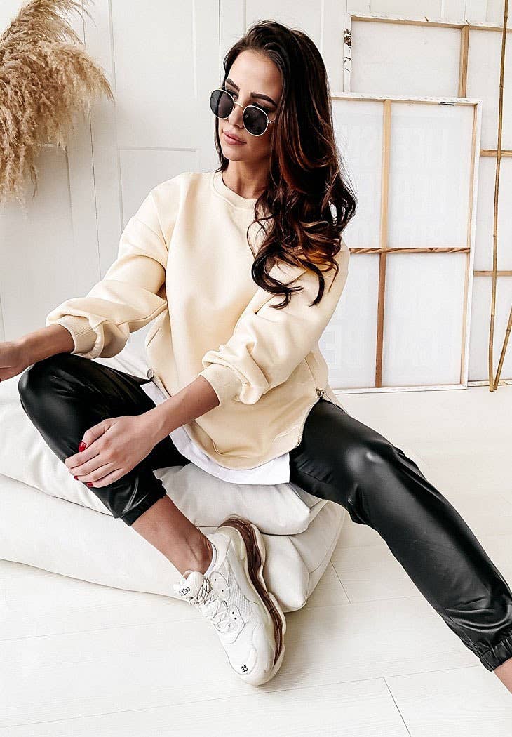 FASHION LOOSE ZIPPER PLUS FLEECE HOODIE WOMAN