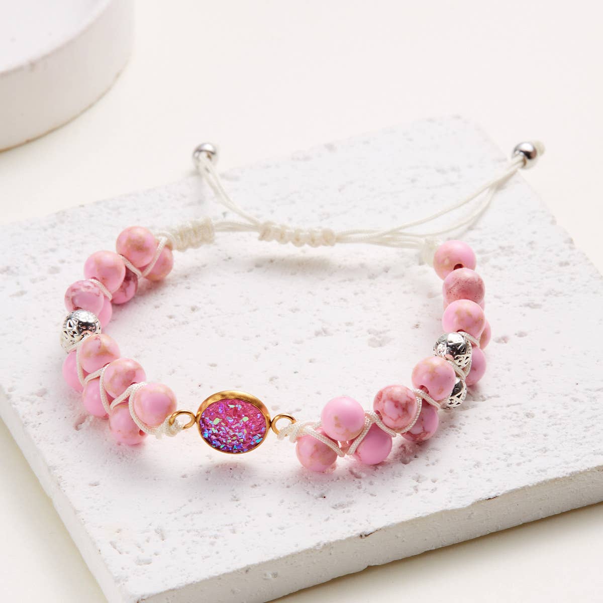 HAND WOVEN ROUND STONE BRACELET