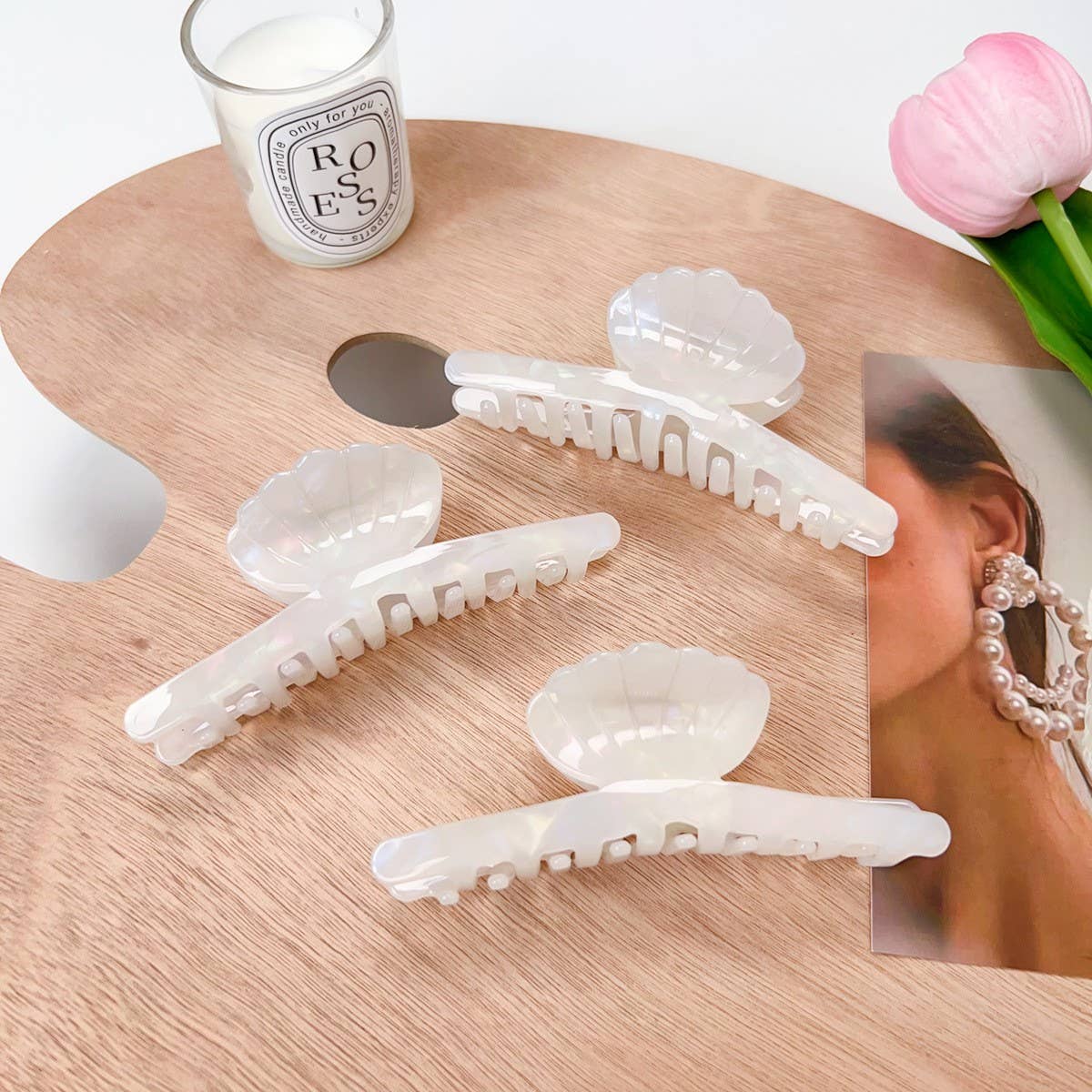 Sweet Shell Acetate Hair Claw, Chic Summer Clip_CWAHA1488