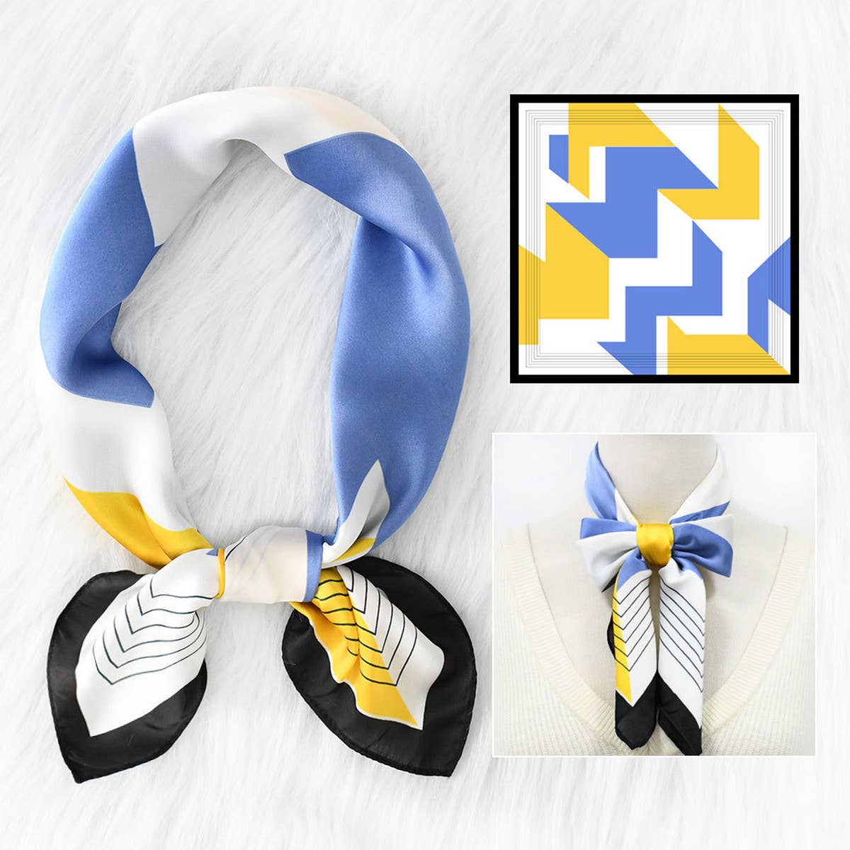 Striped Satin Scarf ??70cm Chic Summer Sun Wrap_CWASC1153