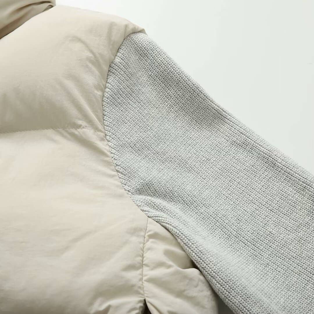 Stand-up collar long-sleeved patchwork coat