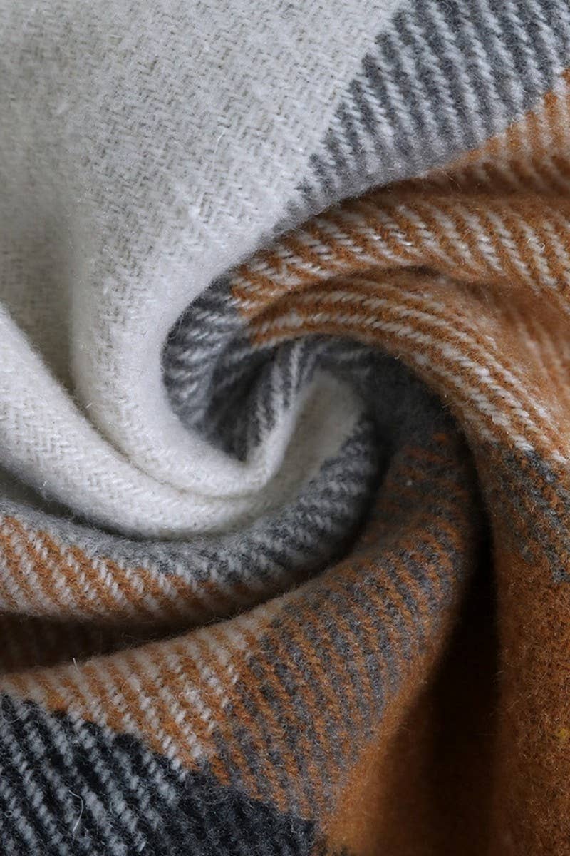 CWOCO0646_LOOSE CHECK ZIP-UP LONG HOODED COAT