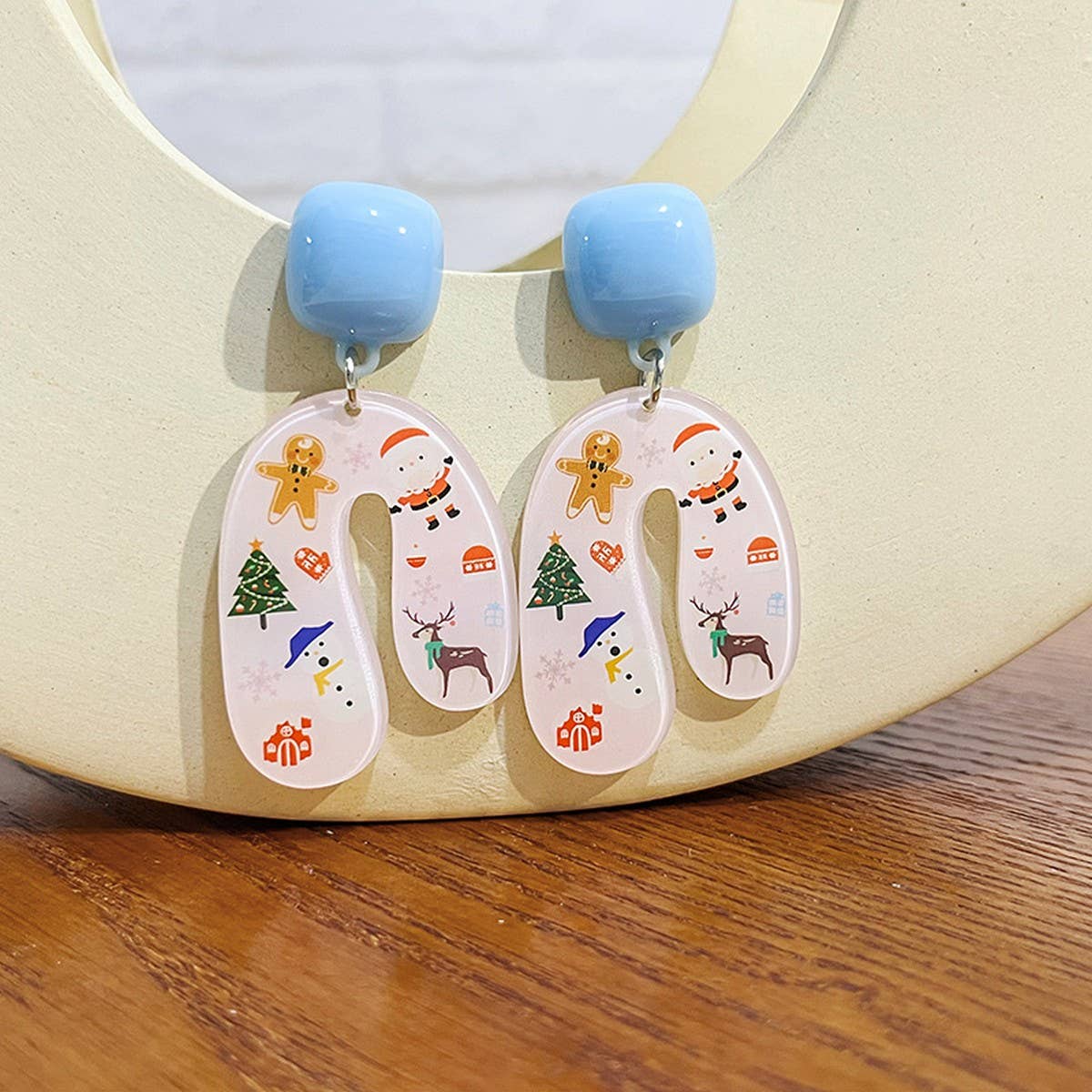CARTOON U-SHAPED PRINT SWEET EARRINGS_CWAJE1872