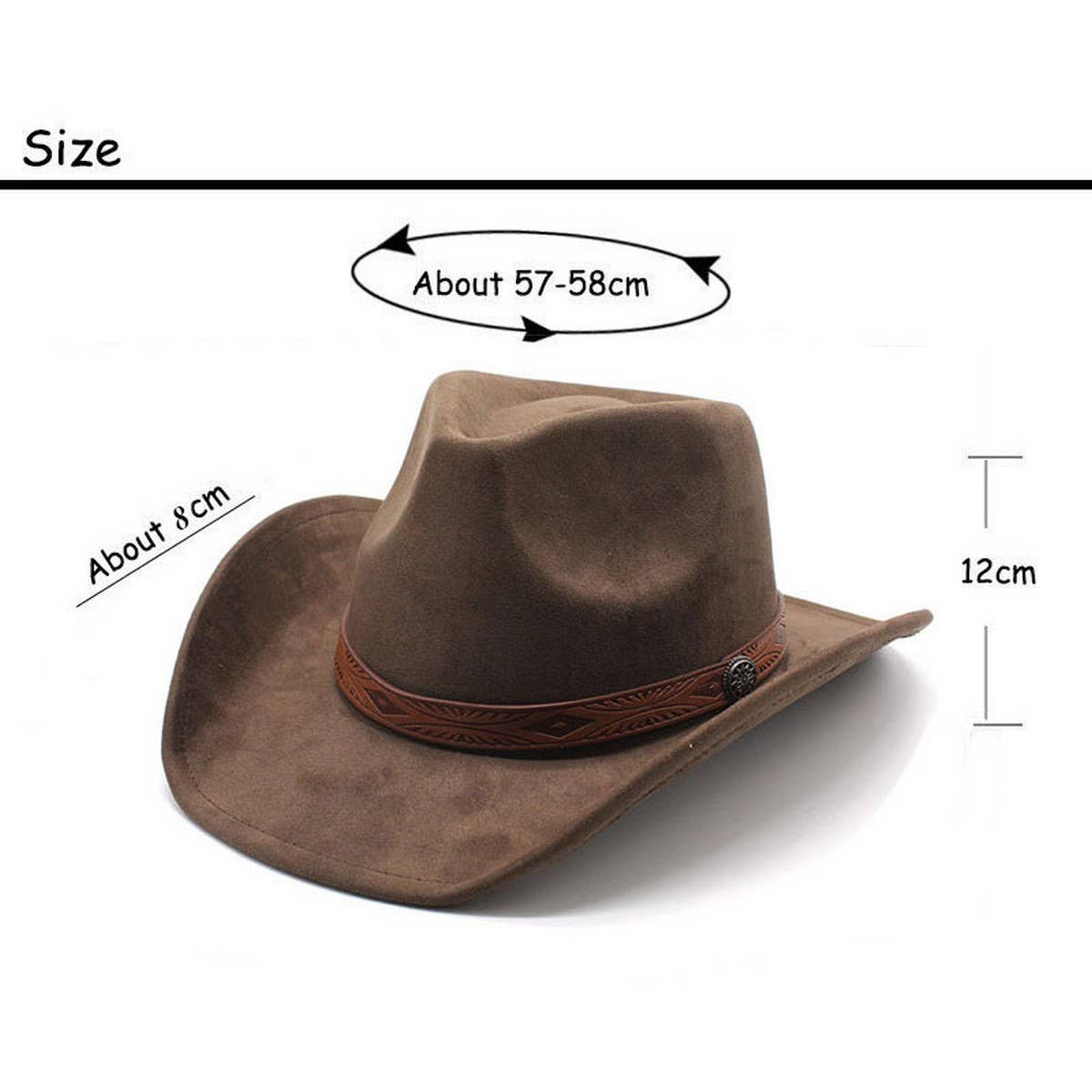 UNISEX ROLLED BRIM JAZZ HAT SIMPLE SUEDE ETHNIC HAT_CWAH2501