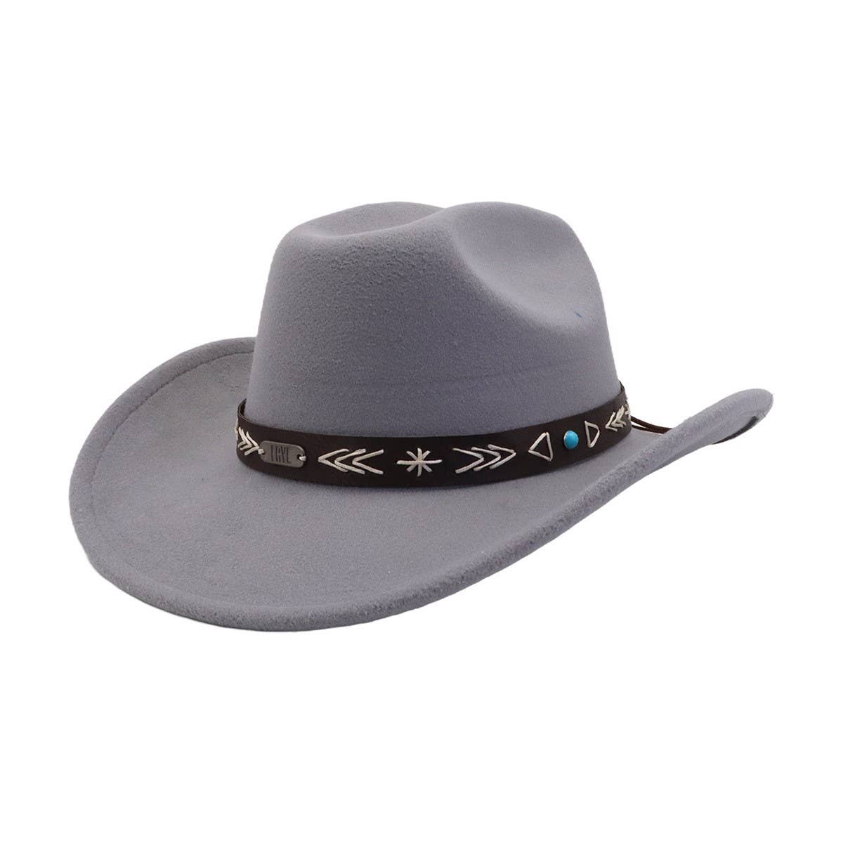 Men & Women Wool Cowboy Fedora Hat Ethnic Style_CWAH04498