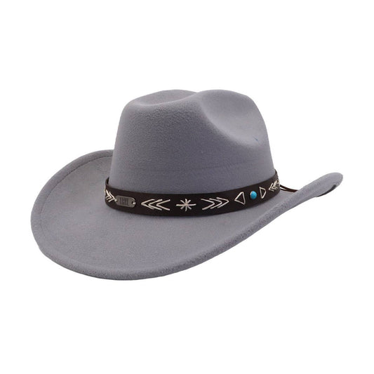 Men & Women Wool Cowboy Fedora Hat Ethnic Style_CWAH04498
