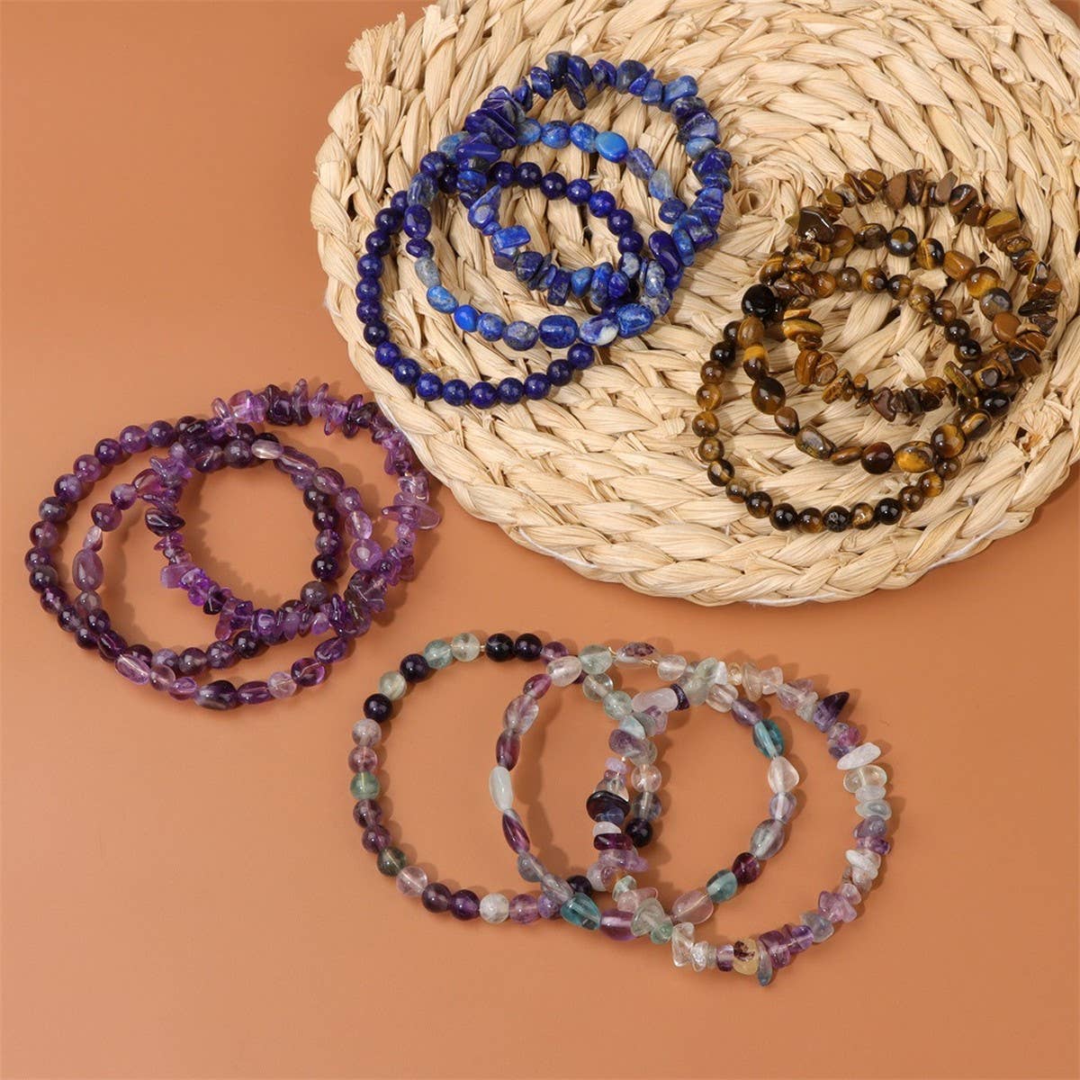 CWAJE4300_CANDY COLORED GRAVEL FASHION LAYERED BRACELET