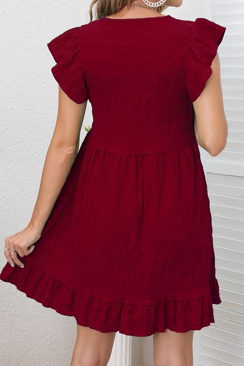 CWDSD8206_SUMMER FRENCH RETRO PLEATED RUFFLE DRESS