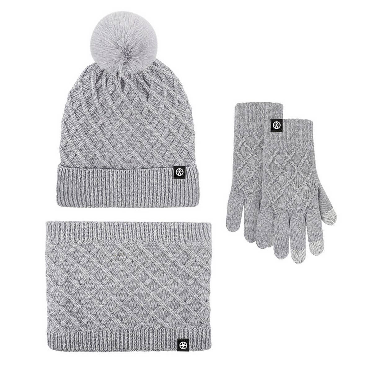 WINTER WARM WOOL HAT SCARF GLOVES THREE-PIECE SET