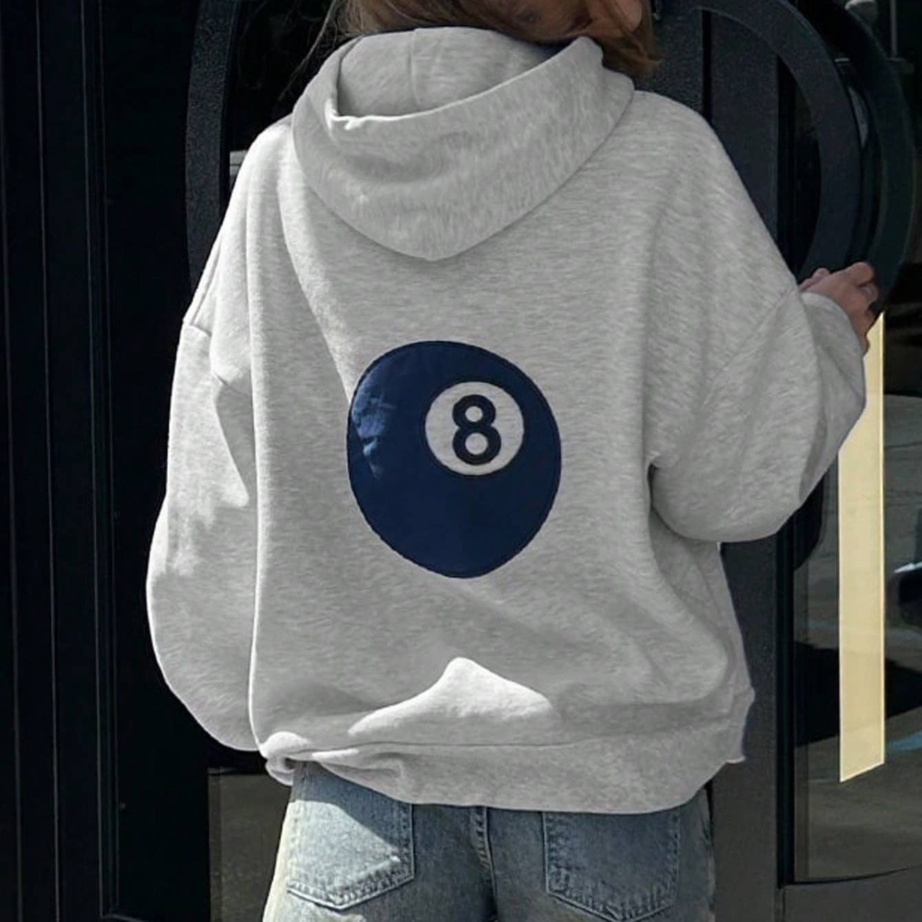Women's casual drawstring hoodie with billiard print