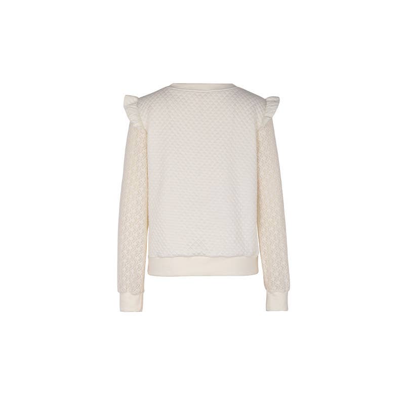 TEXTURE RUFFLED LACE PATCHWORK HOODIE