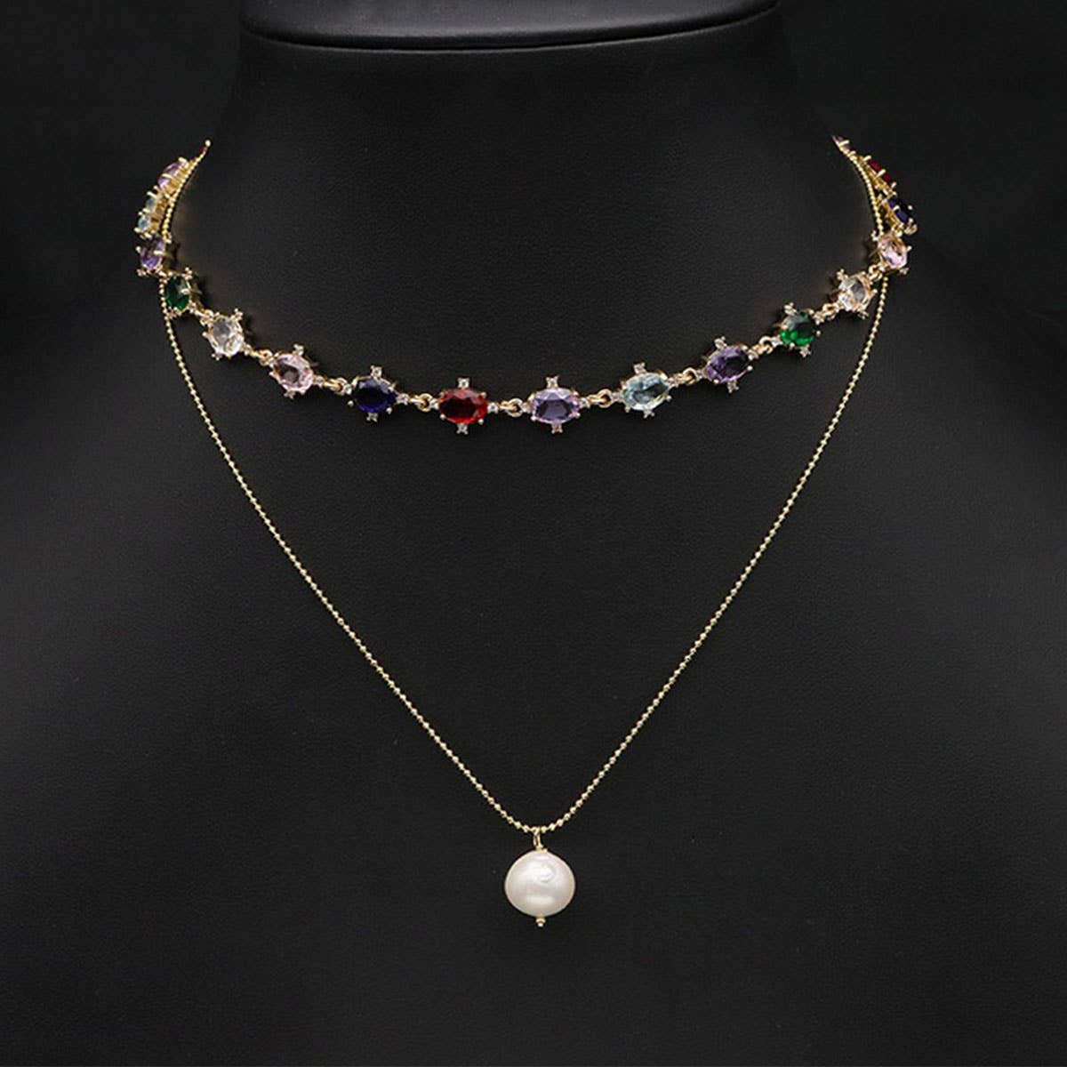 HIGH-GRADE MULTI-LAYER ZIRCON PEARL NECKLACE