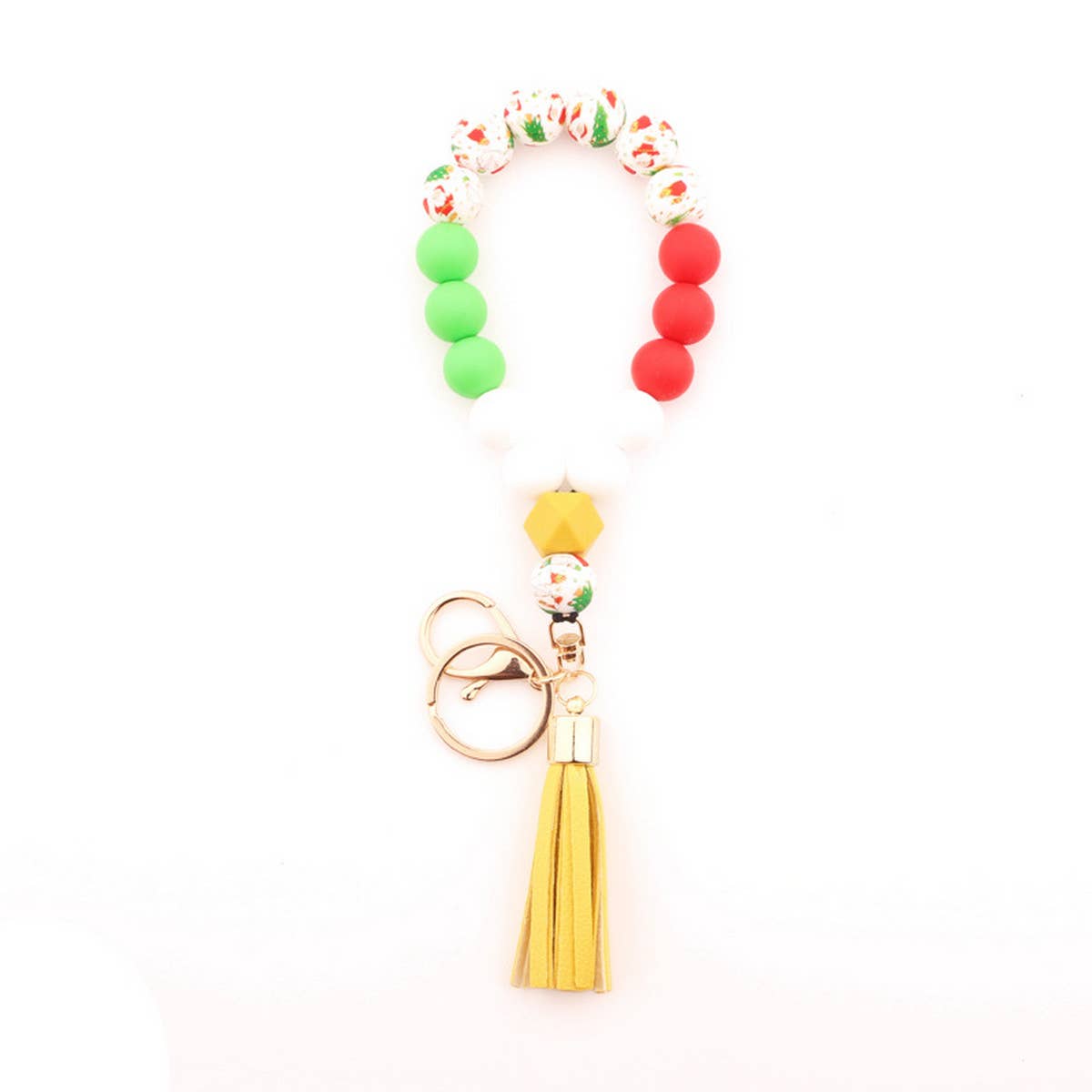CHRISTMAS NEW SILICONE BEAD BRACELET KEYCHAIN