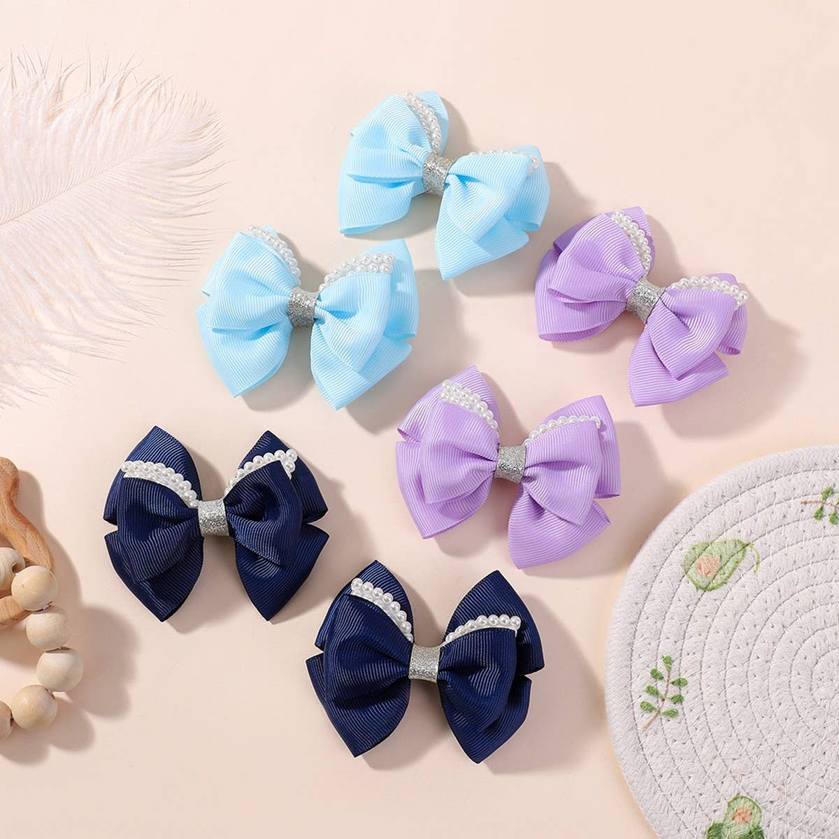 Handmade Glitter Bow Hair Clip Set for Girls