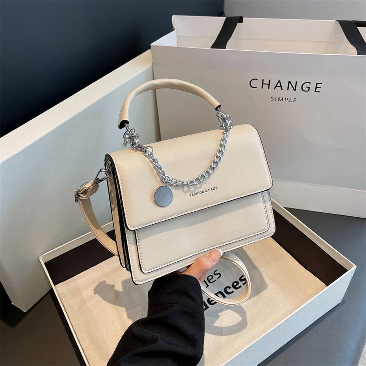 WOMEN CHAIN SHOULDER CROSSBODY SMALL SQUARE BAG_CWAB1548