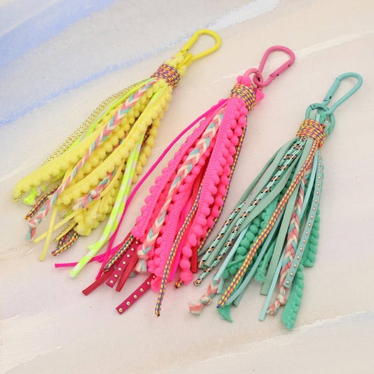 SOLID COLOR BOHEMIAN STYLE LONG TASSEL KEYCHAIN_CWMM3549