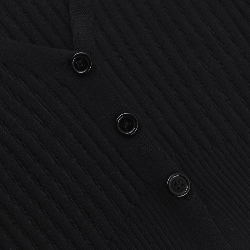 V-NECK WOOLEN LONG-SLEEVED SINGLE-BREASTED TOP