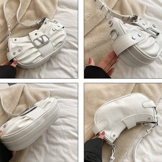 FASHIONABLE V PLEATED STUDDED SHOULDER BAG_CWAB1578