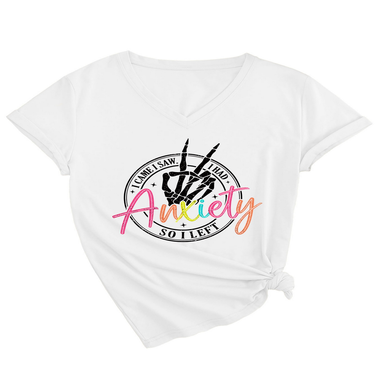 Trendy V-Neck Tee ? I Came I Saw Print