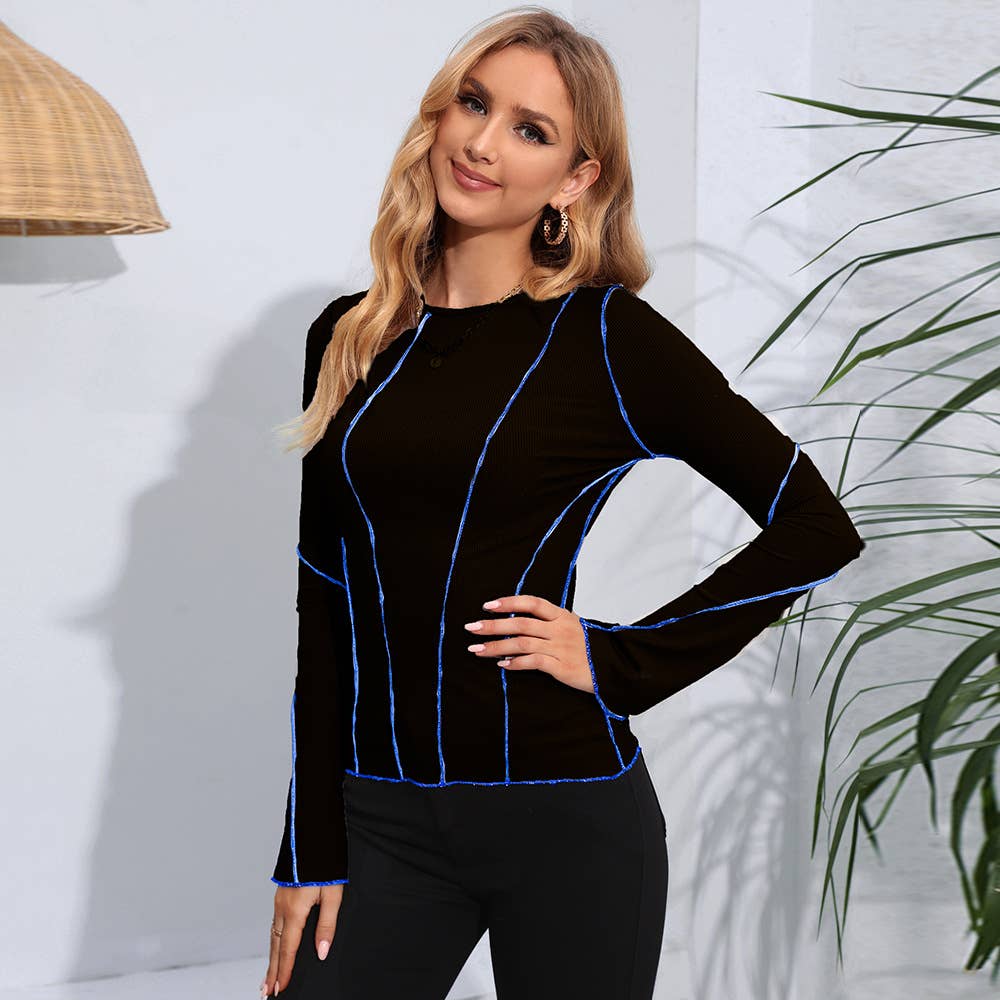 LONG SLEEVE CREW-NECK FLARED SLEEVE PIT TOP