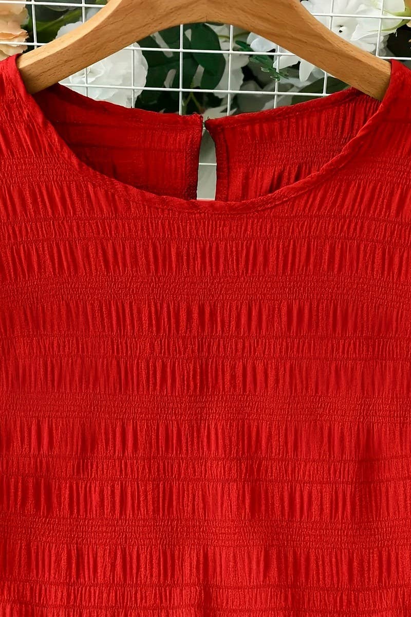 CWDSD8763_SUMMER WAIST-HUGGING SLEEVELESS RUFFLED DRESS