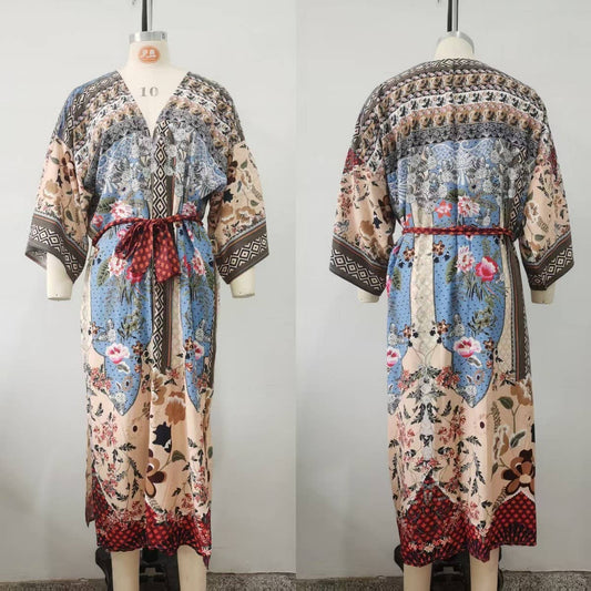 Rayon Floral Bikini Cover-Up Beach Cardigan_CWMM6307