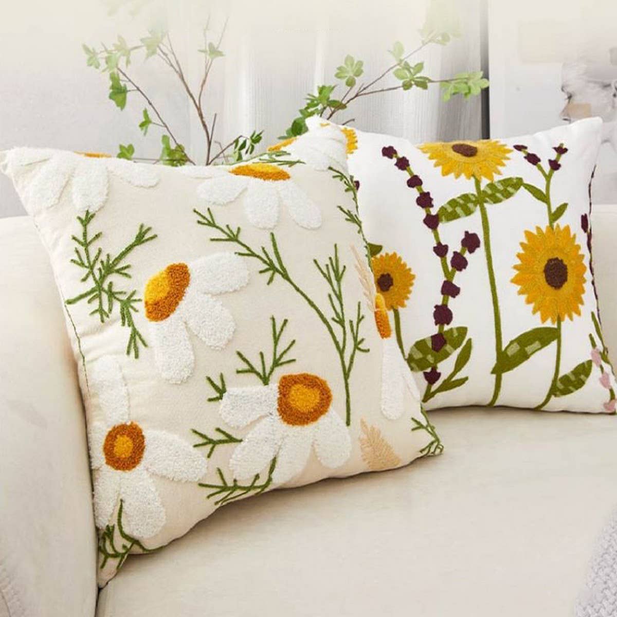 Luxury Embroidered Throw Pillow Cover for Sofa/Bed