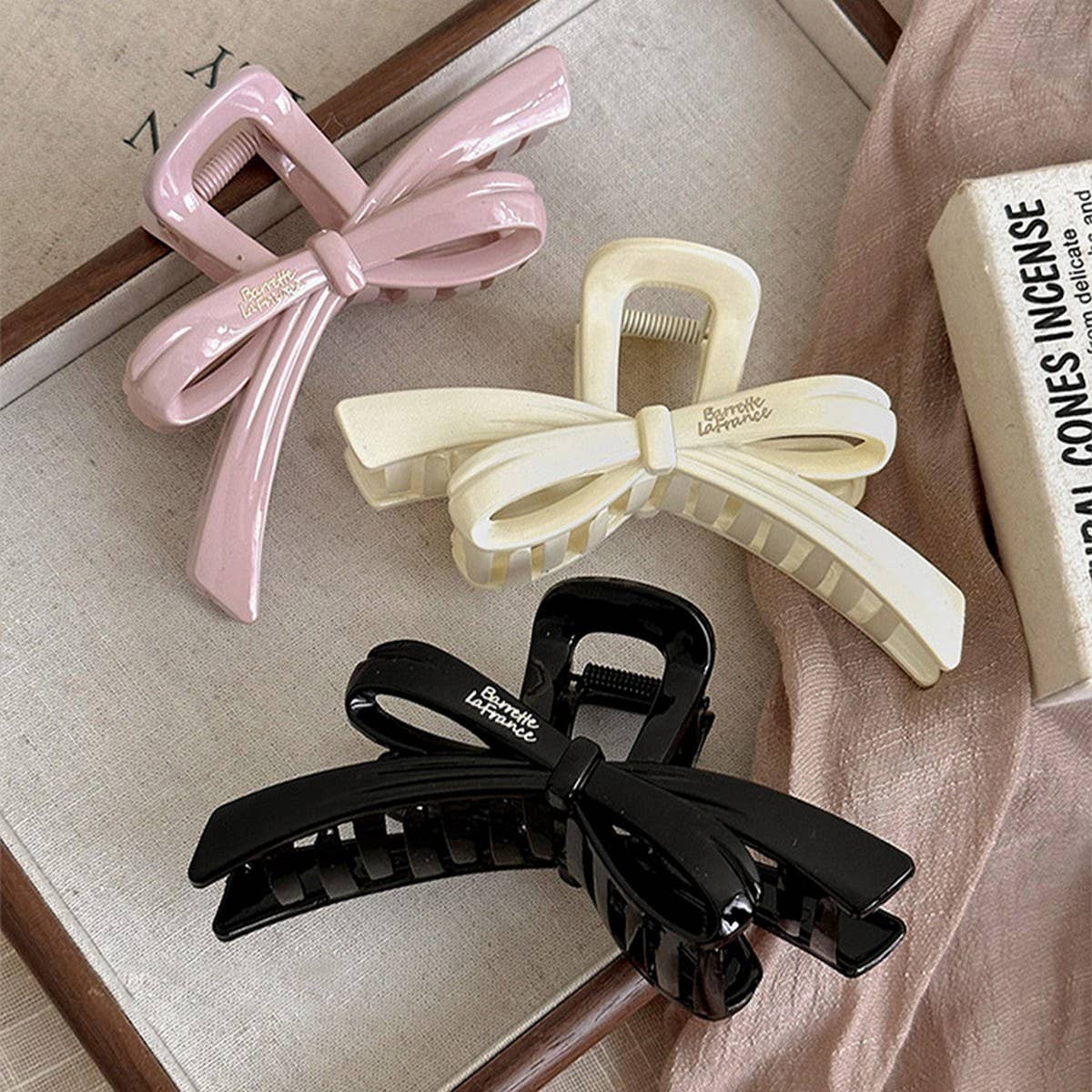 Large Bow Hair Claw - Elegant Ribbon Shark Clip