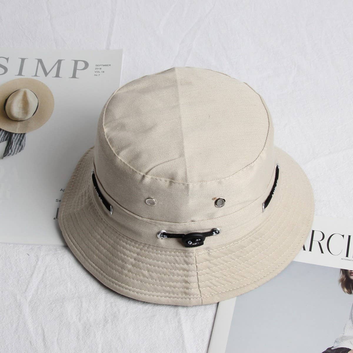 CWAH1519_SOLID COLOR CASUAL REVERSIBLE SUNSCREEN BUCKET HAT
