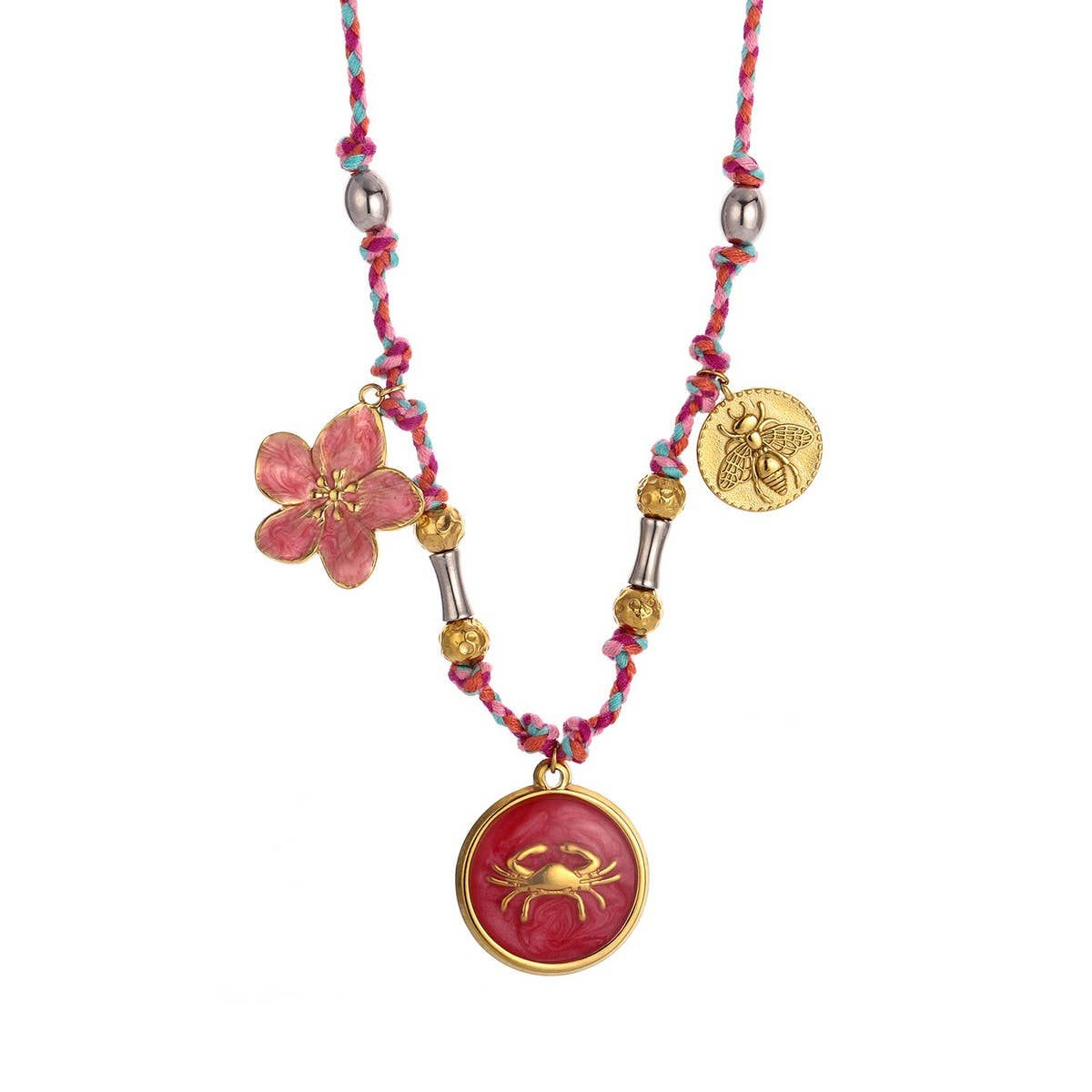 Handmade Zodiac Necklace with Enamel Charms