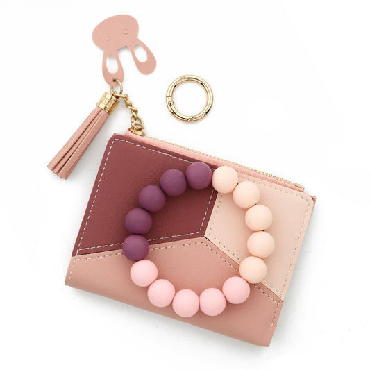 Mini Card Wallet with Beaded Bracelet Keychain_CWAB4947