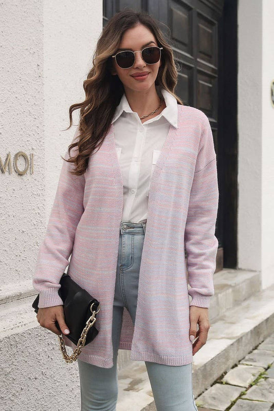 CWOCAL1261_OMBRE LONG KNIT CARDIGAN SWEATER