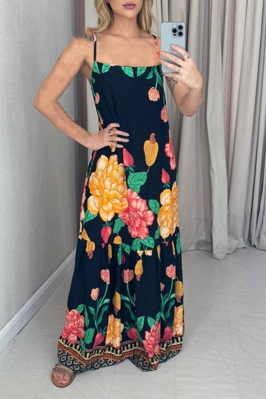 CWDHL0994_SUMMER SEXY SUSPENDER PRINT SWING DRESS