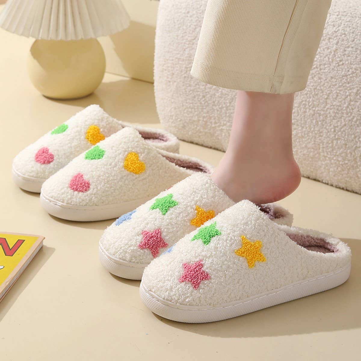 NEW COLORFUL LOVE STYLE WINTER COTTON SLIPPERS