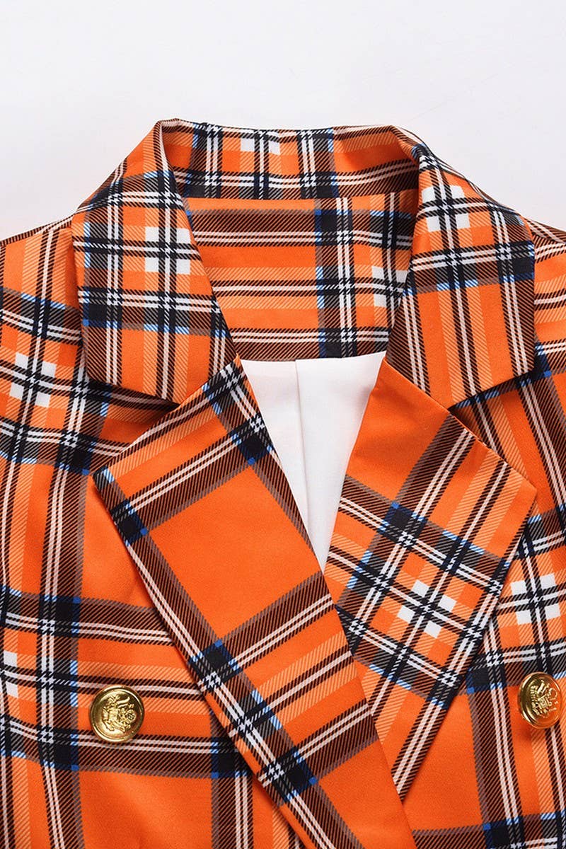 CWOBL0173_SINGLE-BREASTED LAPEL PLAID CASUAL BLAZER