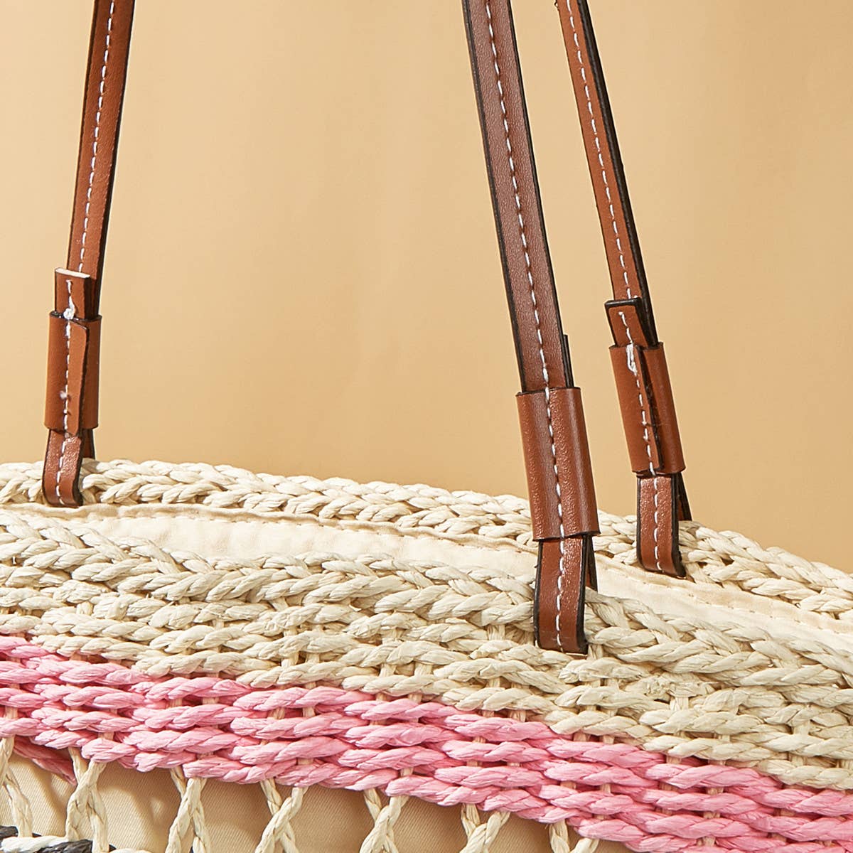 BOHEMIAN CONTRAST STRIPED WOVEN BAG_CWAB1971