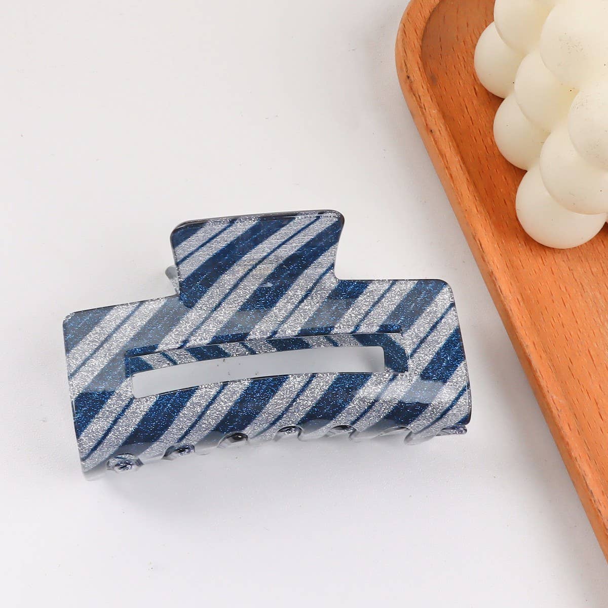 CWAHA1416_TWILL IRREGULAR RECTANGLE HAIR CLAW CLIP