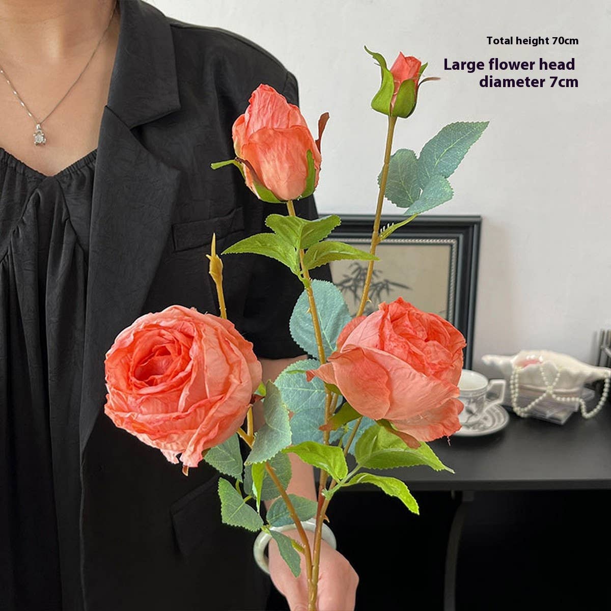 Single Stem 4-Head Country Style Burnt Edge Roses_CWMM6473