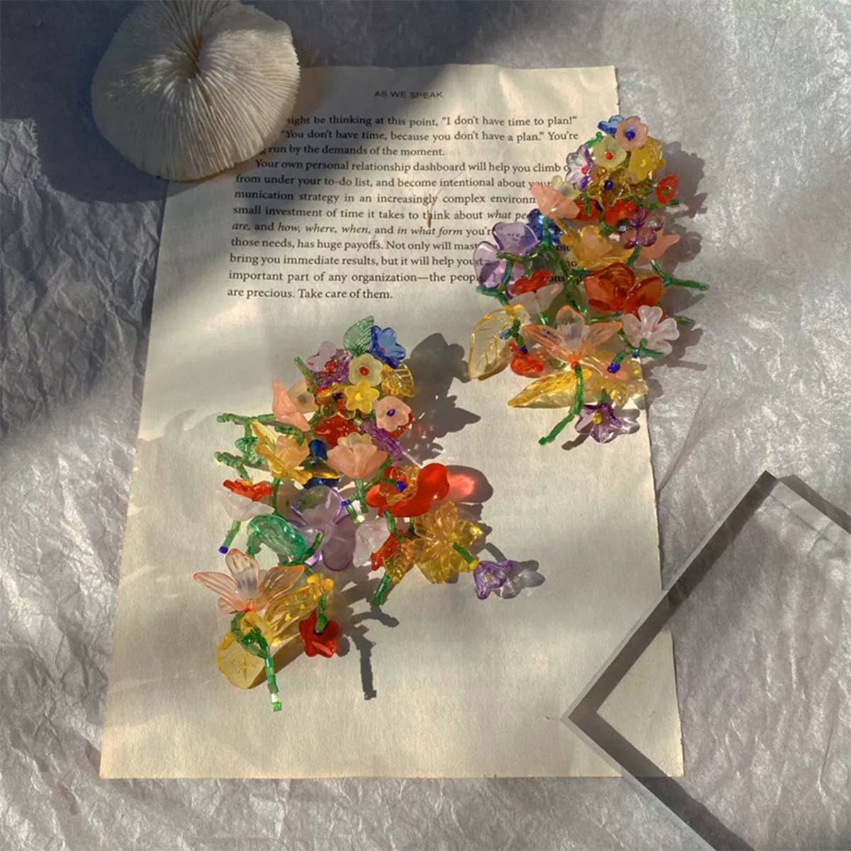 COLORFUL EXAGGERATED FLOWER LONG EARRINGS