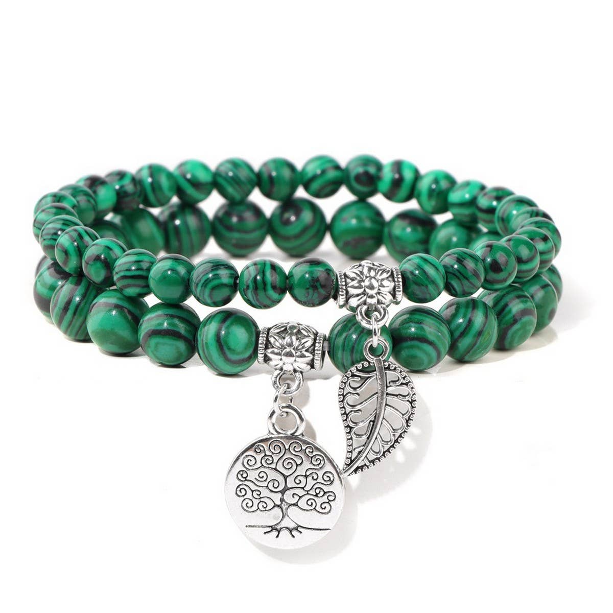 CWAJE4232_NATURAL STONE BEADS TREE OF LIFE PENDANT BRACELET