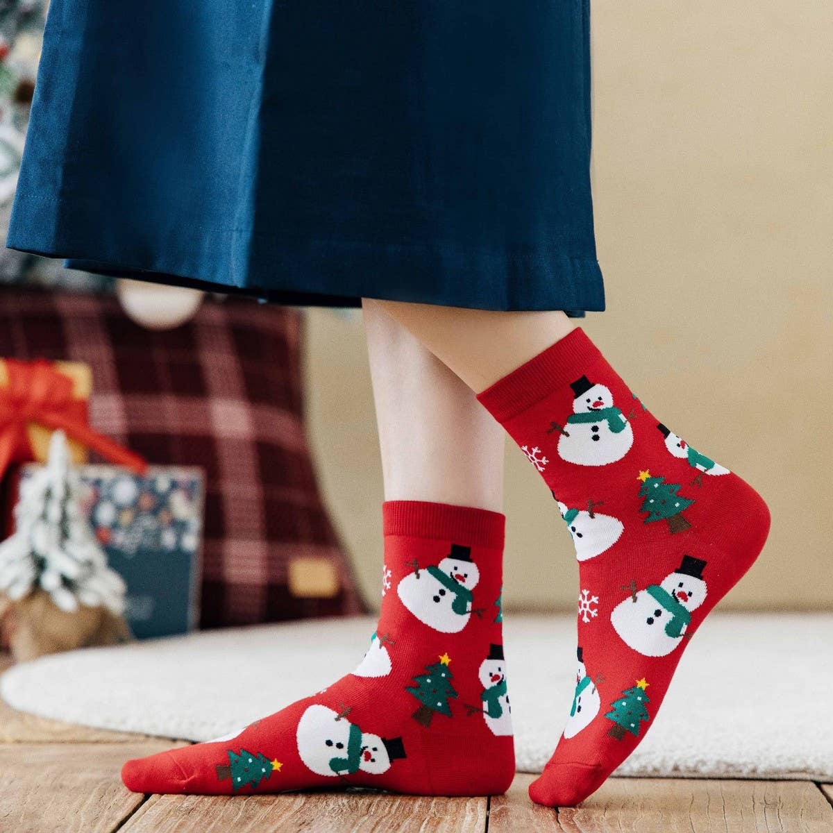 NEW CHRISTMAS CARTOON ELK SANTA CLAUS SOCKS