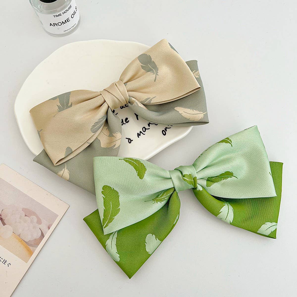 FRENCH GIRL SWEET PRINTED BOW HAIRPINS_CWAHA1191