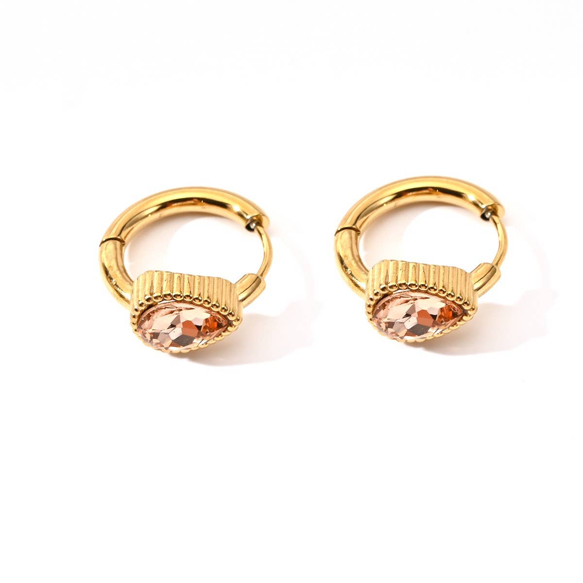 Unique Stainless Steel Heart Earrings with CZ