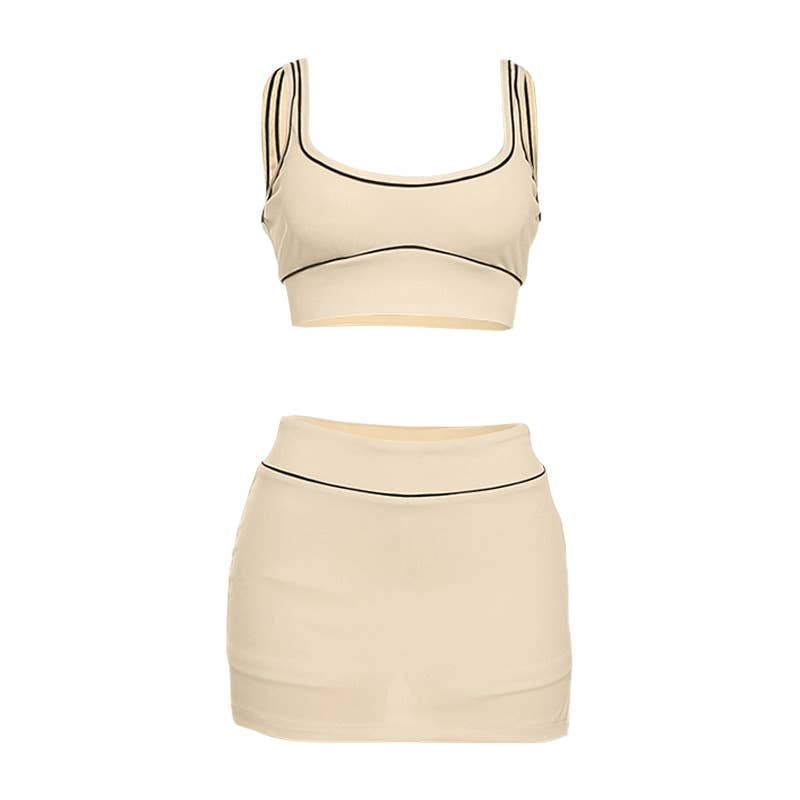 Sexy Crop Tank and Bodycon Skirt Sports Set