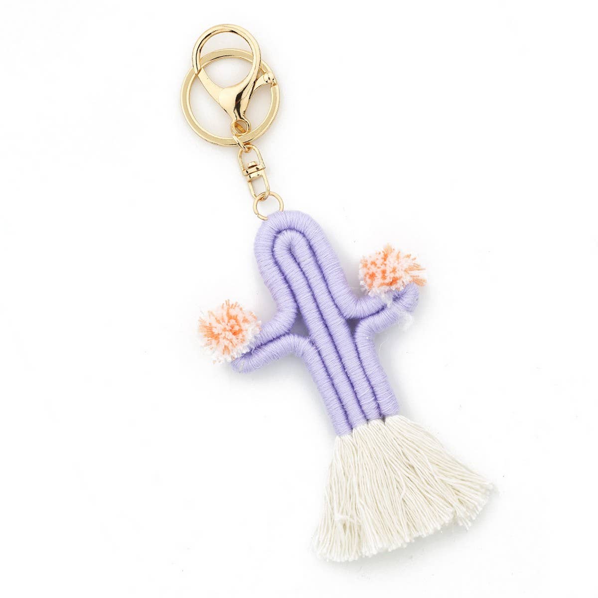 Handmade Cactus Keychain Colorful Cotton Rope_CWAB5025